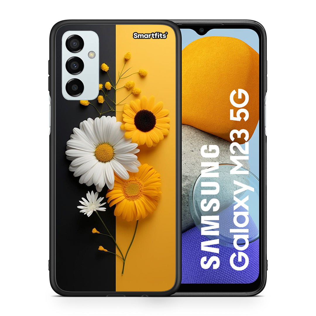 Θήκη Samsung M23 Yellow Daisies από τη Smartfits με σχέδιο στο πίσω μέρος και μαύρο περίβλημα | Samsung M23 Yellow Daisies case with colorful back and black bezels
