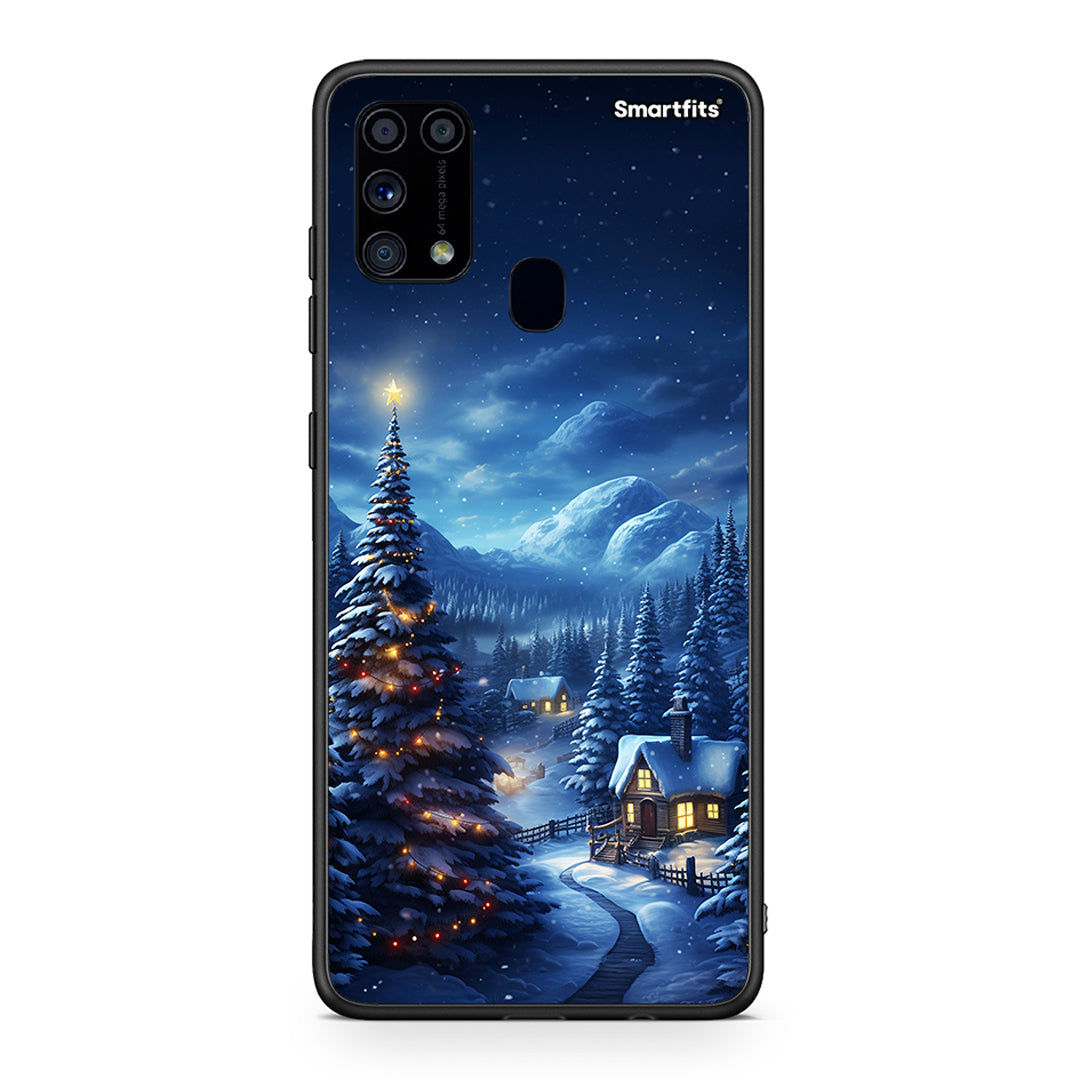 Samsung M31 Christmas Scenery θήκη από τη Smartfits με σχέδιο στο πίσω μέρος και μαύρο περίβλημα | Smartphone case with colorful back and black bezels by Smartfits