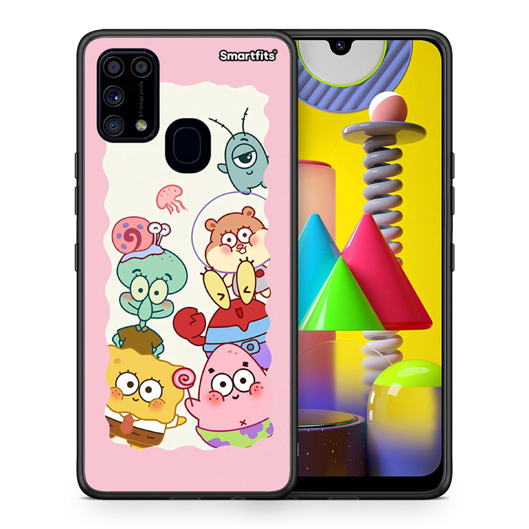 Θήκη Samsung M31 Cute Companion από τη Smartfits με σχέδιο στο πίσω μέρος και μαύρο περίβλημα | Samsung M31 Cute Companion case with colorful back and black bezels