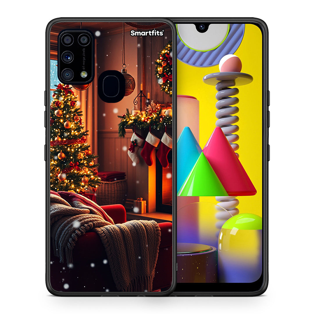 Θήκη Samsung M31 Home For Christmas από τη Smartfits με σχέδιο στο πίσω μέρος και μαύρο περίβλημα | Samsung M31 Home For Christmas case with colorful back and black bezels