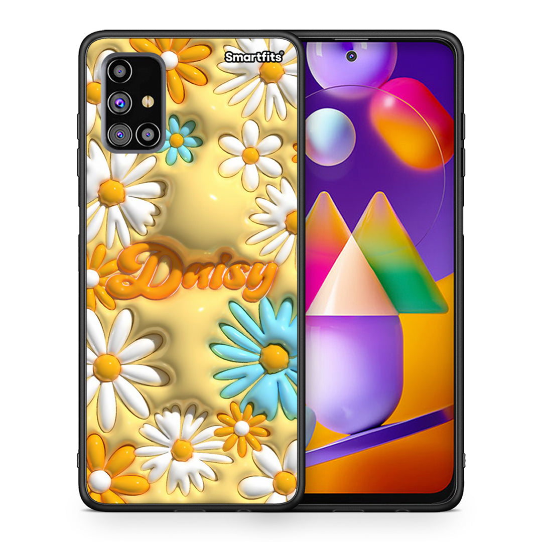 Θήκη Samsung M31s Bubble Daisies από τη Smartfits με σχέδιο στο πίσω μέρος και μαύρο περίβλημα | Samsung M31s Bubble Daisies case with colorful back and black bezels