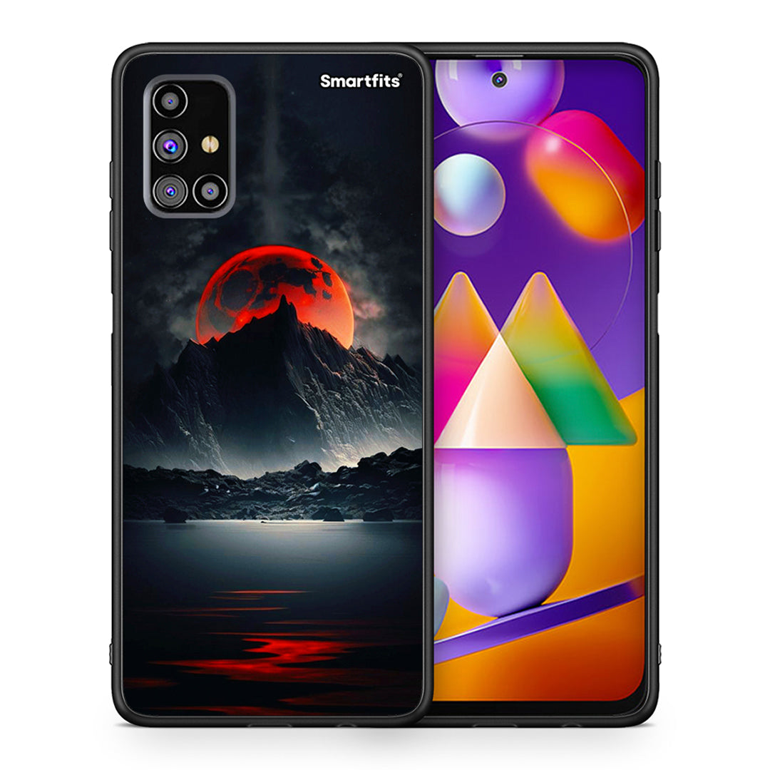 Θήκη Samsung M31s Red Full Moon από τη Smartfits με σχέδιο στο πίσω μέρος και μαύρο περίβλημα | Samsung M31s Red Full Moon case with colorful back and black bezels