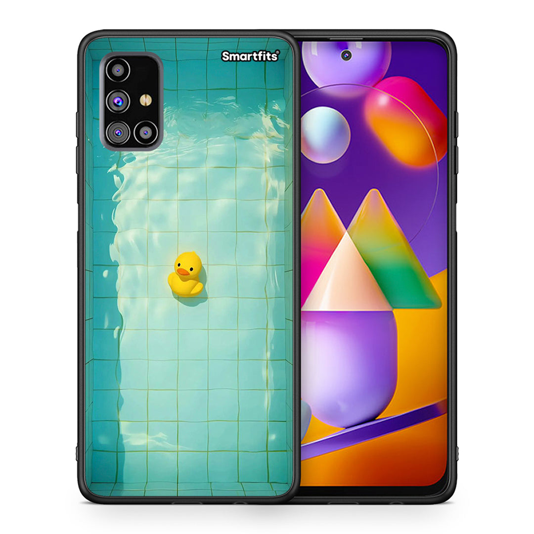 Θήκη Samsung M31s Yellow Duck από τη Smartfits με σχέδιο στο πίσω μέρος και μαύρο περίβλημα | Samsung M31s Yellow Duck case with colorful back and black bezels