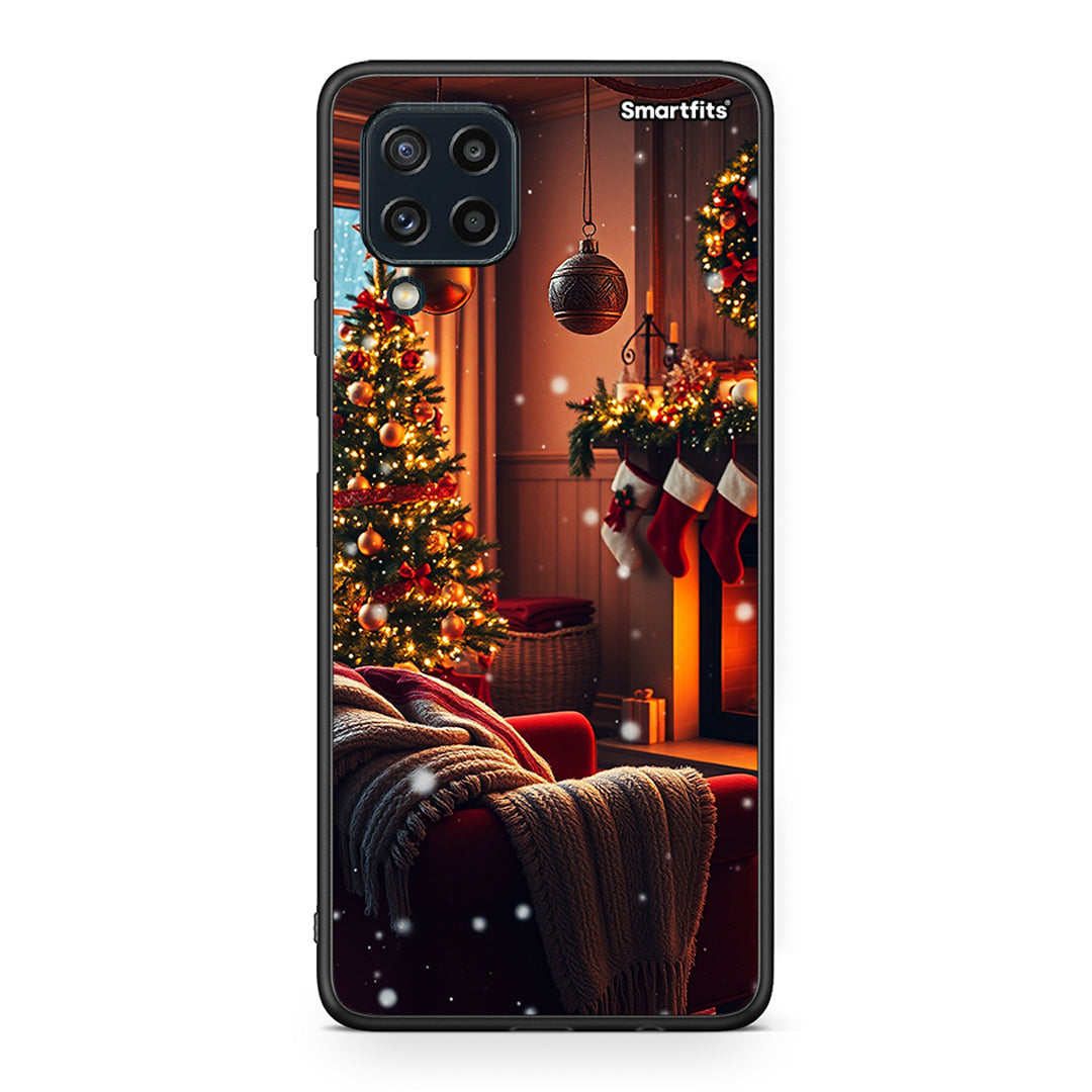 Samsung M32 4G Home For Christmas θήκη από τη Smartfits με σχέδιο στο πίσω μέρος και μαύρο περίβλημα | Smartphone case with colorful back and black bezels by Smartfits