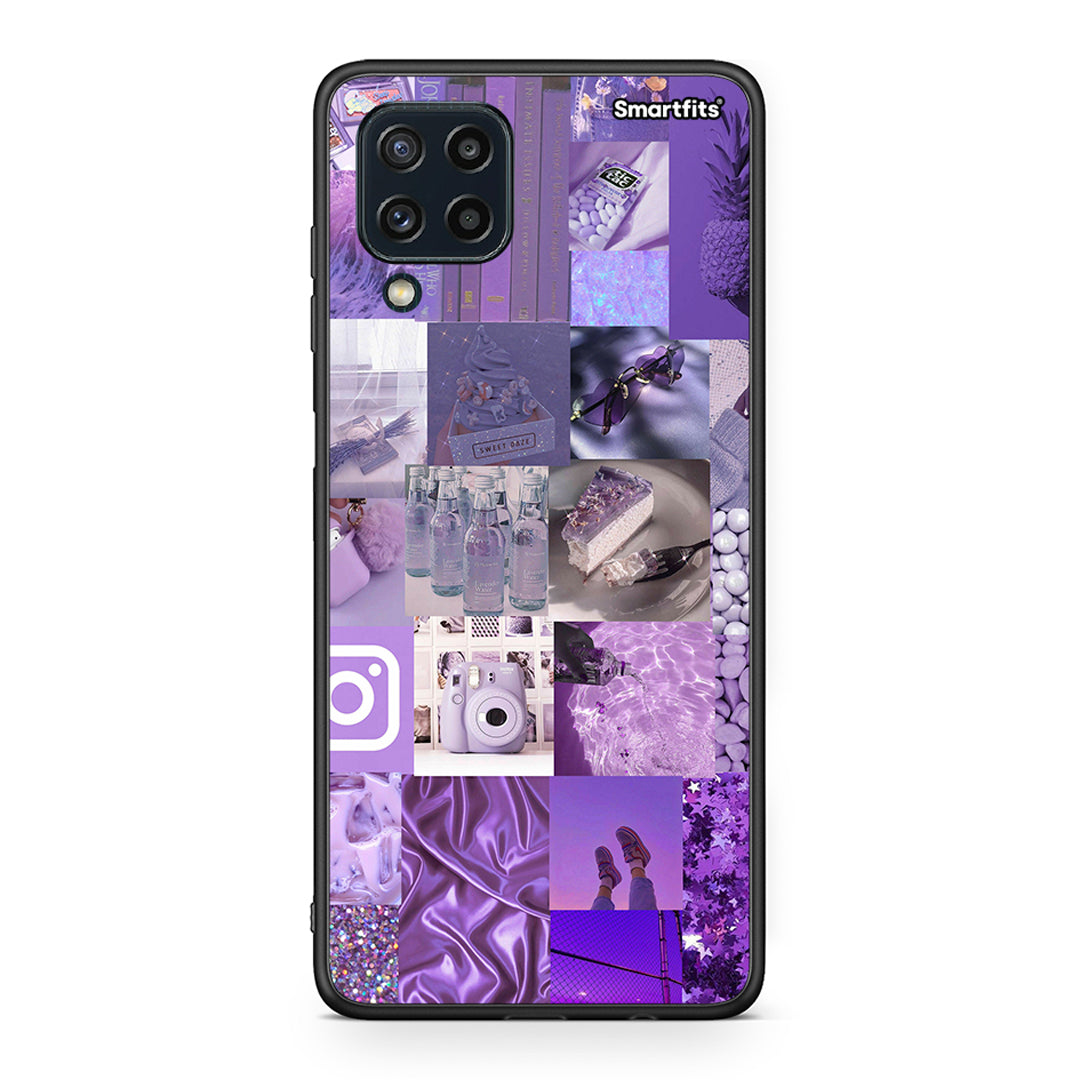 Samsung M32 4G Purple Aesthetic Collage θήκη από τη Smartfits με σχέδιο στο πίσω μέρος και μαύρο περίβλημα | Smartphone case with colorful back and black bezels by Smartfits