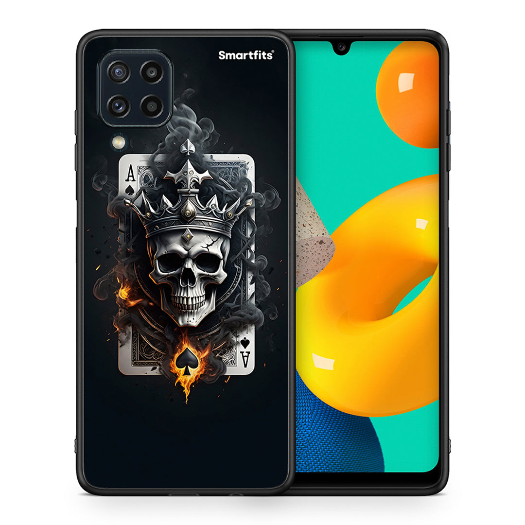 Θήκη Samsung M32 4G Skull King Ace από τη Smartfits με σχέδιο στο πίσω μέρος και μαύρο περίβλημα | Samsung M32 4G Skull King Ace case with colorful back and black bezels