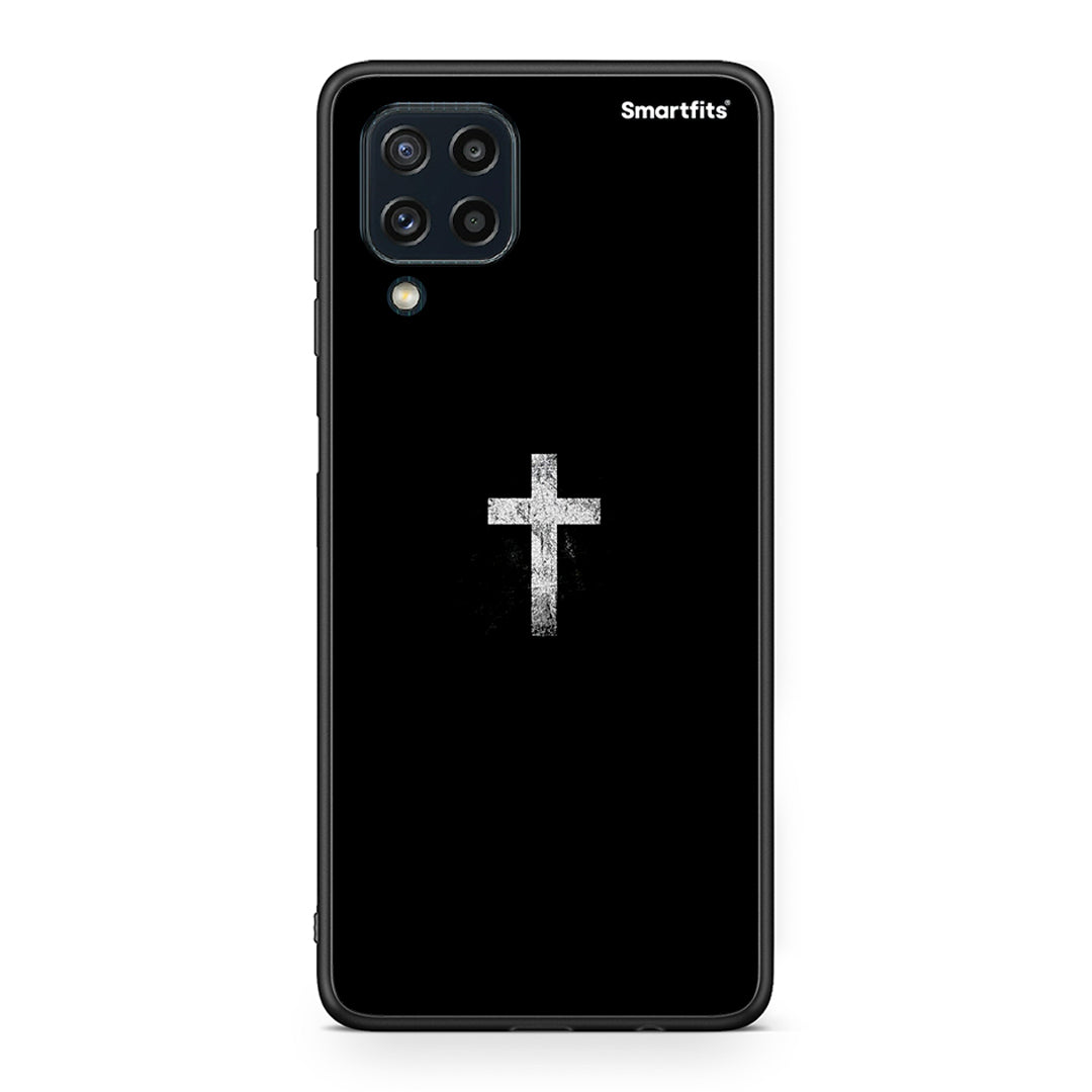 Samsung M32 4G White Cross θήκη από τη Smartfits με σχέδιο στο πίσω μέρος και μαύρο περίβλημα | Smartphone case with colorful back and black bezels by Smartfits