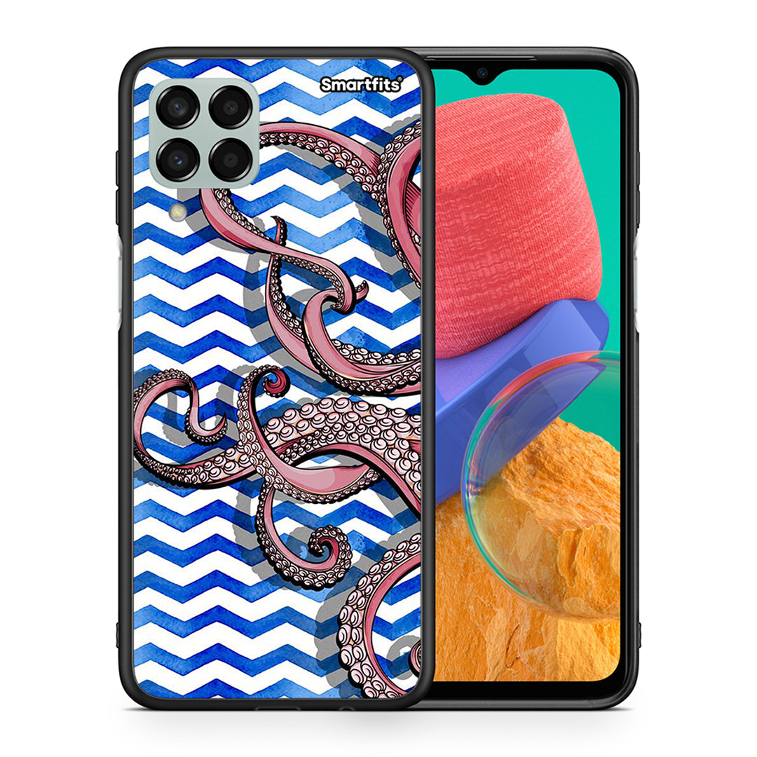 Θήκη Samsung M33 Chevron Devilfish από τη Smartfits με σχέδιο στο πίσω μέρος και μαύρο περίβλημα | Samsung M33 Chevron Devilfish case with colorful back and black bezels