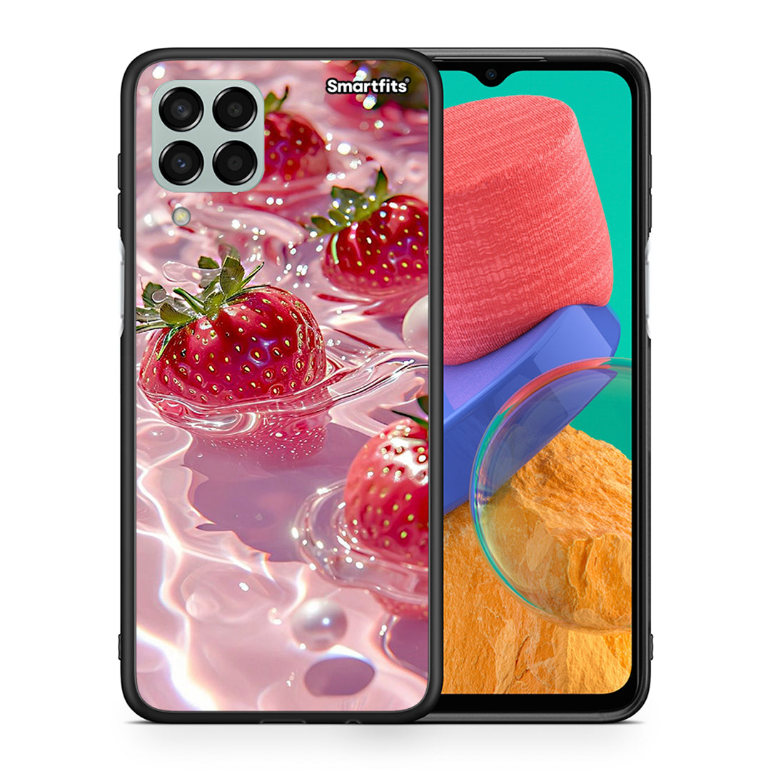 Θήκη Samsung M33 Juicy Strawberries από τη Smartfits με σχέδιο στο πίσω μέρος και μαύρο περίβλημα | Samsung M33 Juicy Strawberries case with colorful back and black bezels