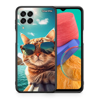 Thumbnail for Θήκη Samsung M33 Summer Cat από τη Smartfits με σχέδιο στο πίσω μέρος και μαύρο περίβλημα | Samsung M33 Summer Cat case with colorful back and black bezels