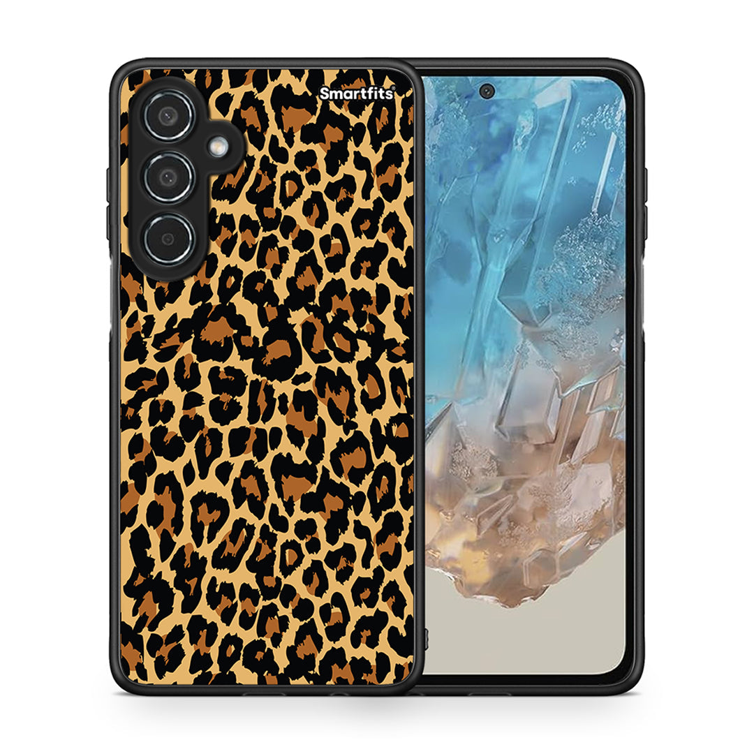 Θήκη Samsung Galaxy M35 5G Leopard Animal από τη Smartfits με σχέδιο στο πίσω μέρος και μαύρο περίβλημα | Samsung Galaxy M35 5G Leopard Animal case with colorful back and black bezels