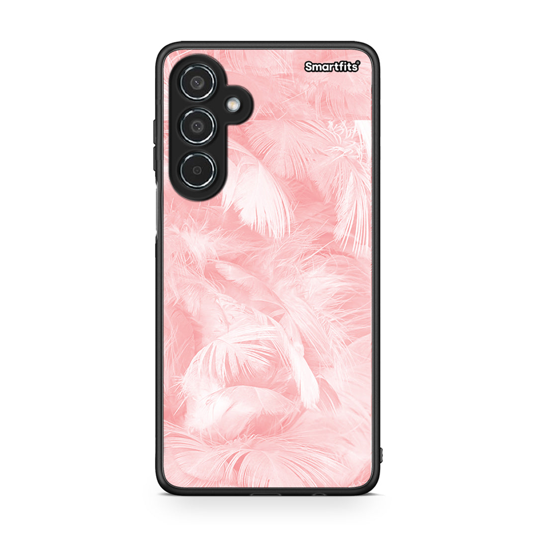 33 - Samsung Galaxy M35 5G Pink Feather Boho case, cover, bumper