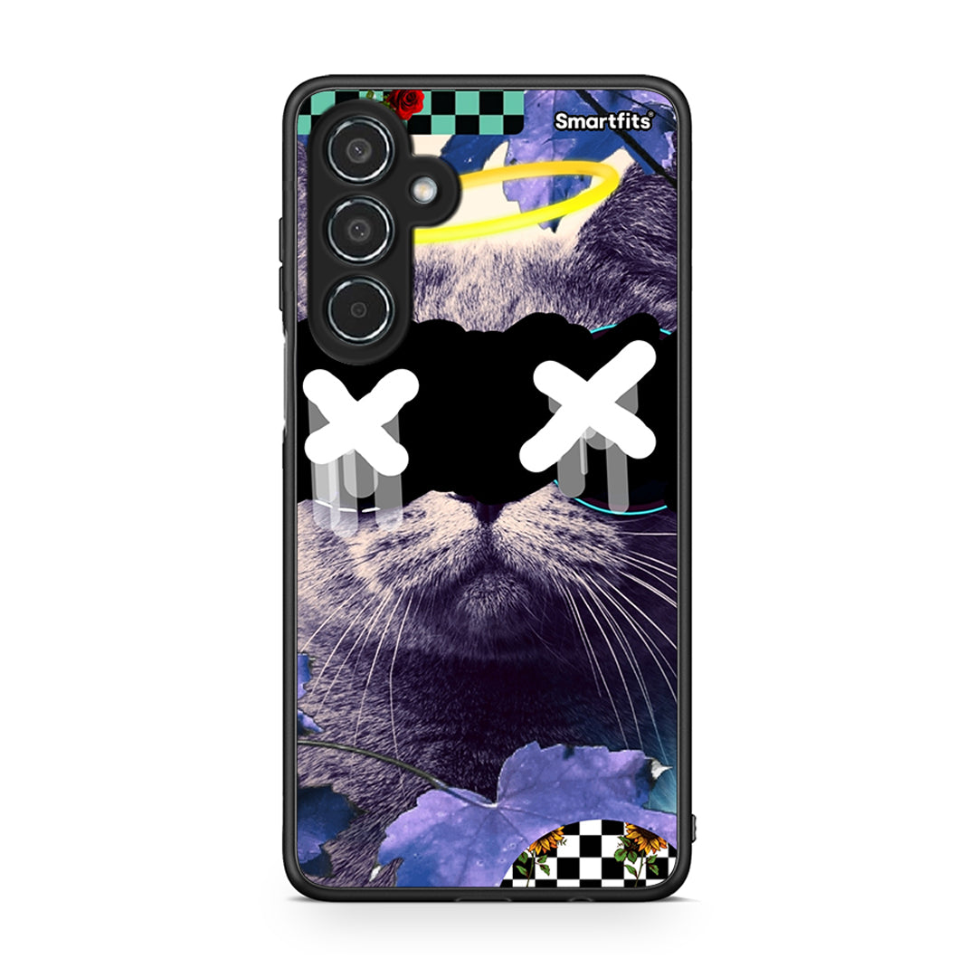 Samsung Galaxy M35 5G Cat Collage θήκη από τη Smartfits με σχέδιο στο πίσω μέρος και μαύρο περίβλημα | Smartphone case with colorful back and black bezels by Smartfits