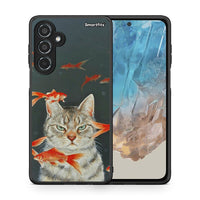 Thumbnail for Θήκη Samsung Galaxy M35 5G Cat Goldfish από τη Smartfits με σχέδιο στο πίσω μέρος και μαύρο περίβλημα | Samsung Galaxy M35 5G Cat Goldfish case with colorful back and black bezels