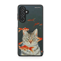 Thumbnail for Samsung Galaxy M35 5G Cat Goldfish θήκη από τη Smartfits με σχέδιο στο πίσω μέρος και μαύρο περίβλημα | Smartphone case with colorful back and black bezels by Smartfits