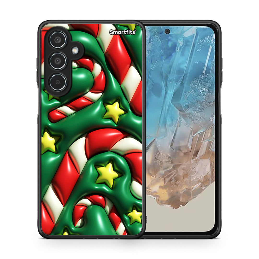 Θήκη Samsung Galaxy M35 5G Christmas Bubbles από τη Smartfits με σχέδιο στο πίσω μέρος και μαύρο περίβλημα | Samsung Galaxy M35 5G Christmas Bubbles case with colorful back and black bezels