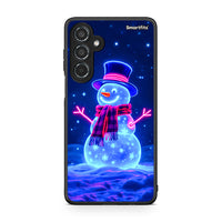 Thumbnail for Samsung Galaxy M35 5G Christmas Neon Snowman θήκη από τη Smartfits με σχέδιο στο πίσω μέρος και μαύρο περίβλημα | Smartphone case with colorful back and black bezels by Smartfits