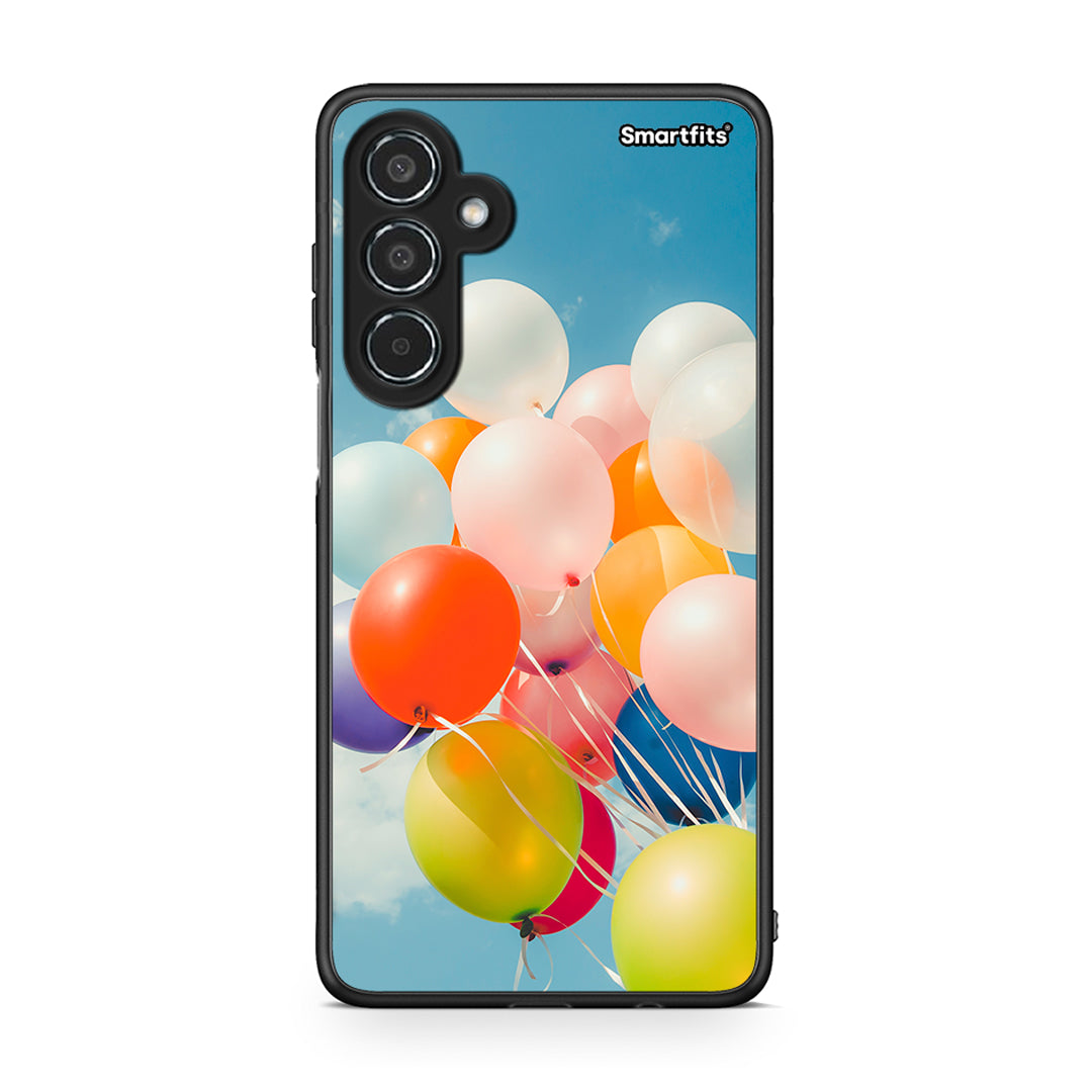 Samsung Galaxy M35 5G Colorful Balloons θήκη από τη Smartfits με σχέδιο στο πίσω μέρος και μαύρο περίβλημα | Smartphone case with colorful back and black bezels by Smartfits