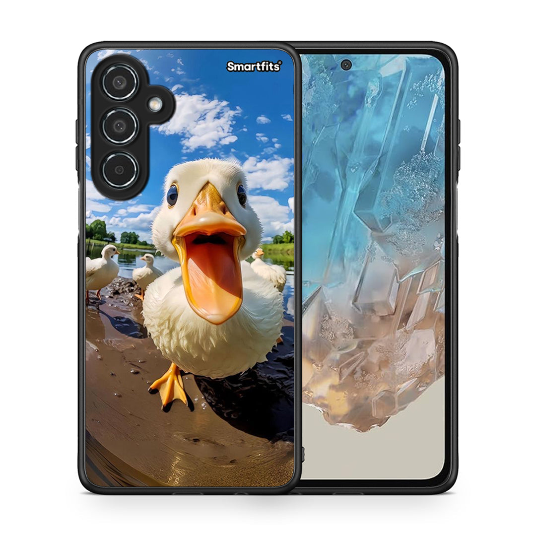 Θήκη Samsung Galaxy M35 5G Duck Face από τη Smartfits με σχέδιο στο πίσω μέρος και μαύρο περίβλημα | Samsung Galaxy M35 5G Duck Face case with colorful back and black bezels