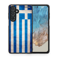 Thumbnail for Θήκη Samsung Galaxy M35 5G Greek Flag από τη Smartfits με σχέδιο στο πίσω μέρος και μαύρο περίβλημα | Samsung Galaxy M35 5G Greek Flag case with colorful back and black bezels