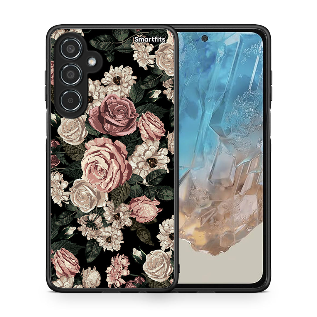 Θήκη Samsung Galaxy M35 5G Wild Roses Flower από τη Smartfits με σχέδιο στο πίσω μέρος και μαύρο περίβλημα | Samsung Galaxy M35 5G Wild Roses Flower case with colorful back and black bezels