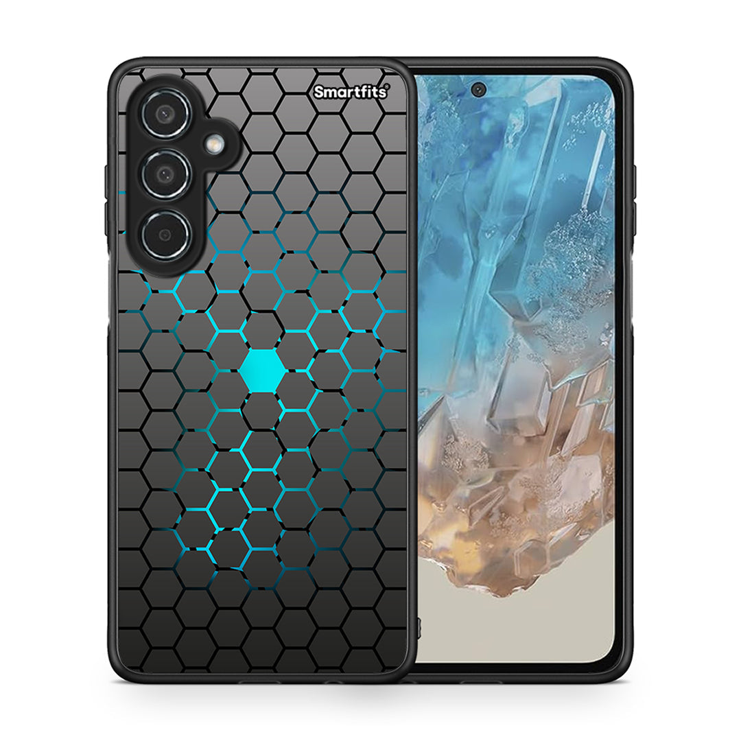 Θήκη Samsung Galaxy M35 5G Hexagonal Geometric από τη Smartfits με σχέδιο στο πίσω μέρος και μαύρο περίβλημα | Samsung Galaxy M35 5G Hexagonal Geometric case with colorful back and black bezels