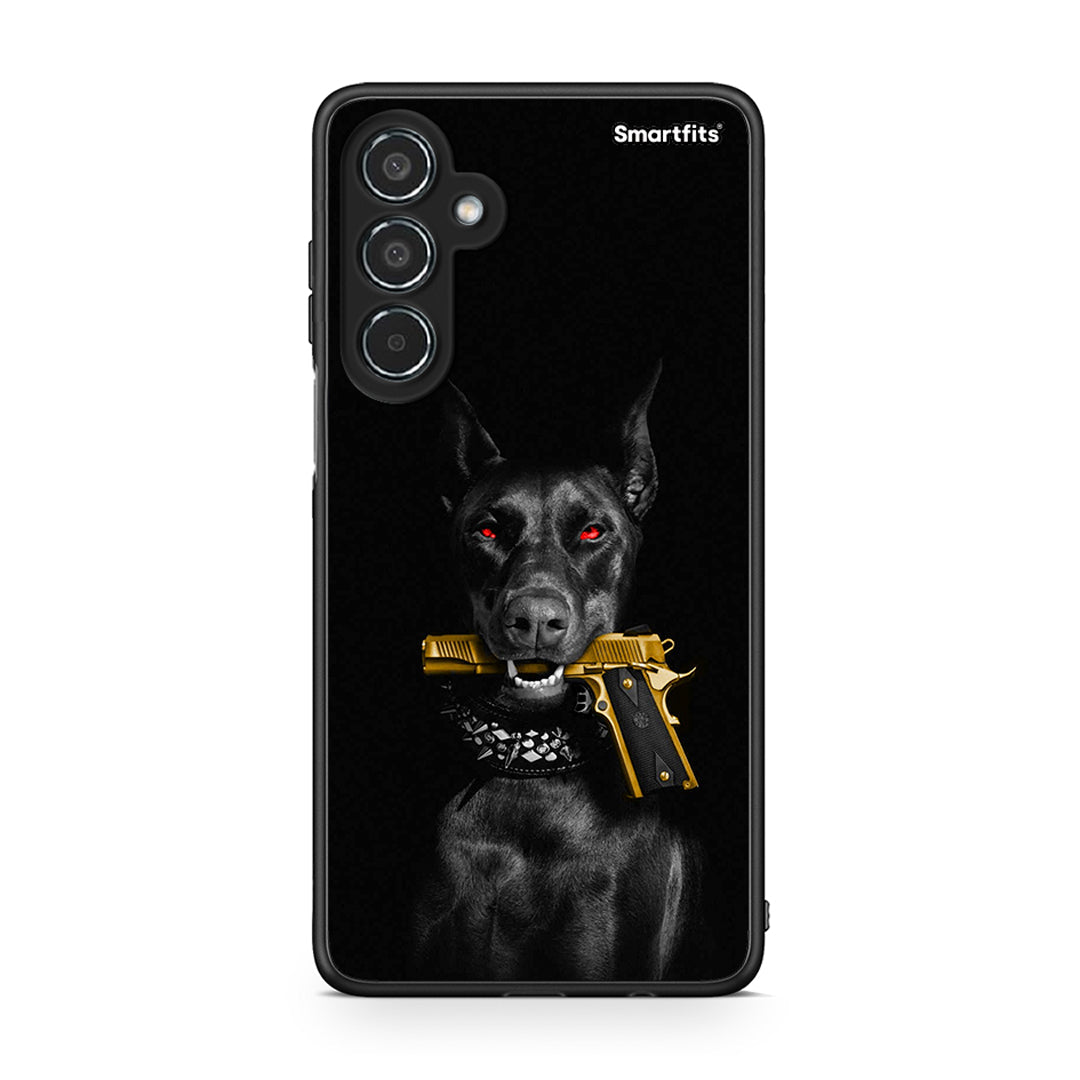 Samsung Galaxy M35 5G Golden Gun Θήκη Αγίου Βαλεντίνου από τη Smartfits με σχέδιο στο πίσω μέρος και μαύρο περίβλημα | Smartphone case with colorful back and black bezels by Smartfits