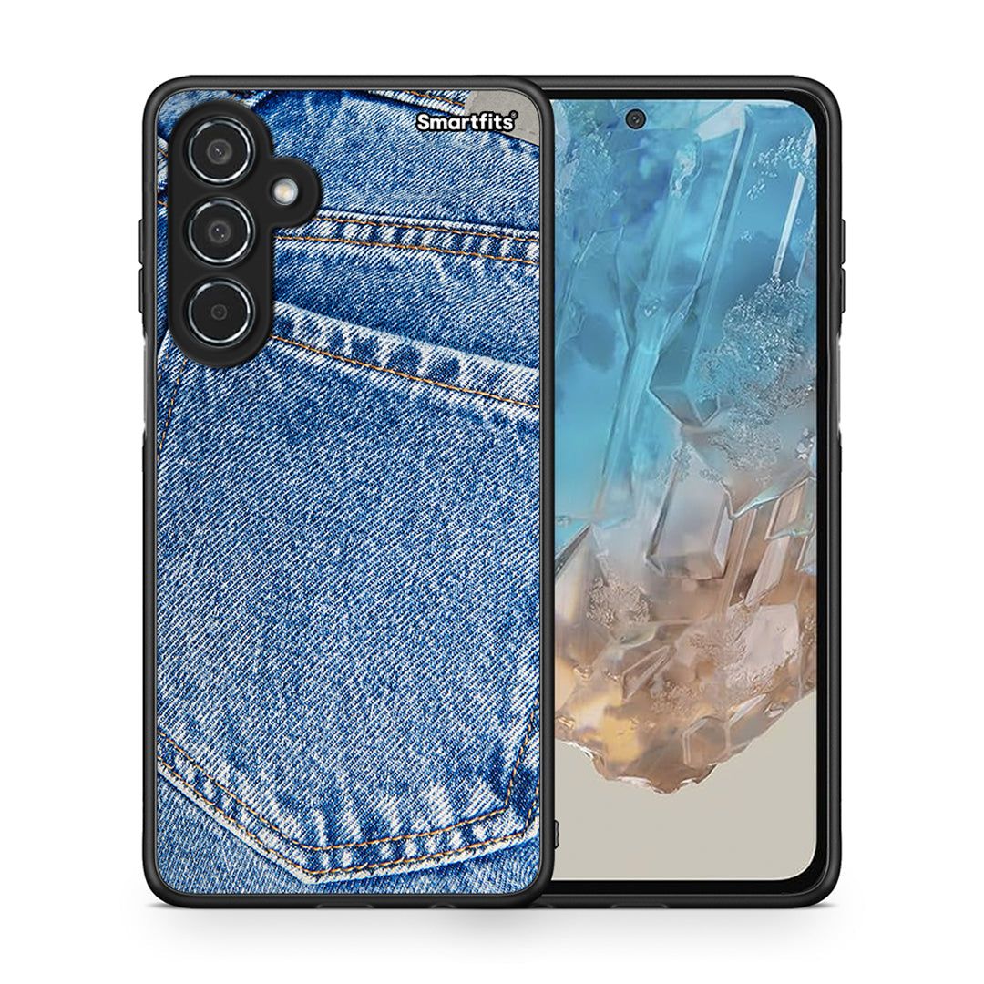 Θήκη Samsung Galaxy M35 5G Jeans Pocket από τη Smartfits με σχέδιο στο πίσω μέρος και μαύρο περίβλημα | Samsung Galaxy M35 5G Jeans Pocket case with colorful back and black bezels