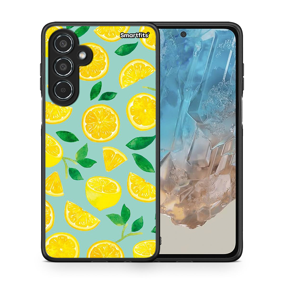 Θήκη Samsung Galaxy M35 5G Lemons από τη Smartfits με σχέδιο στο πίσω μέρος και μαύρο περίβλημα | Samsung Galaxy M35 5G Lemons case with colorful back and black bezels