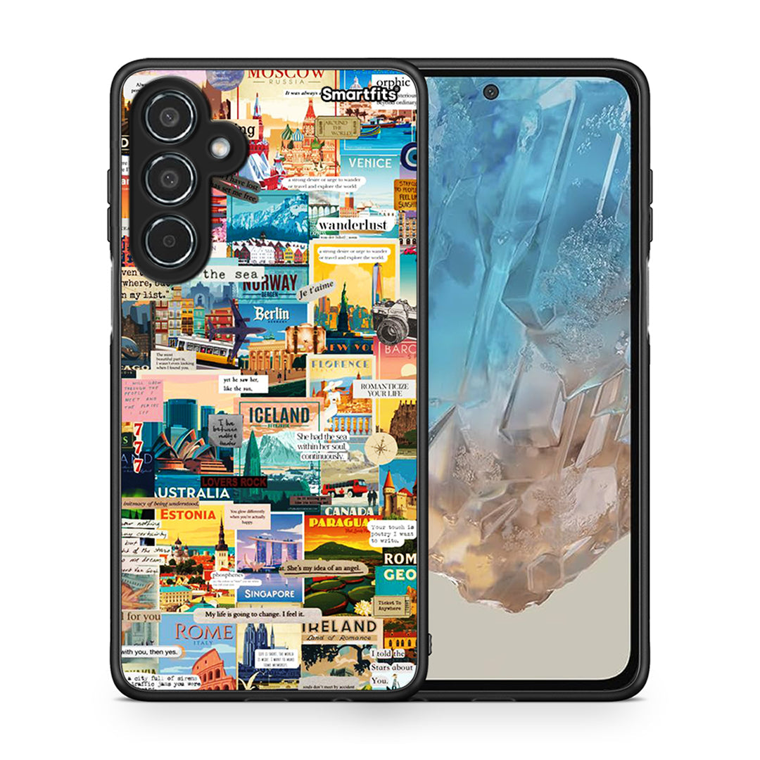 Θήκη Samsung Galaxy M35 5G Live To Travel από τη Smartfits με σχέδιο στο πίσω μέρος και μαύρο περίβλημα | Samsung Galaxy M35 5G Live To Travel case with colorful back and black bezels