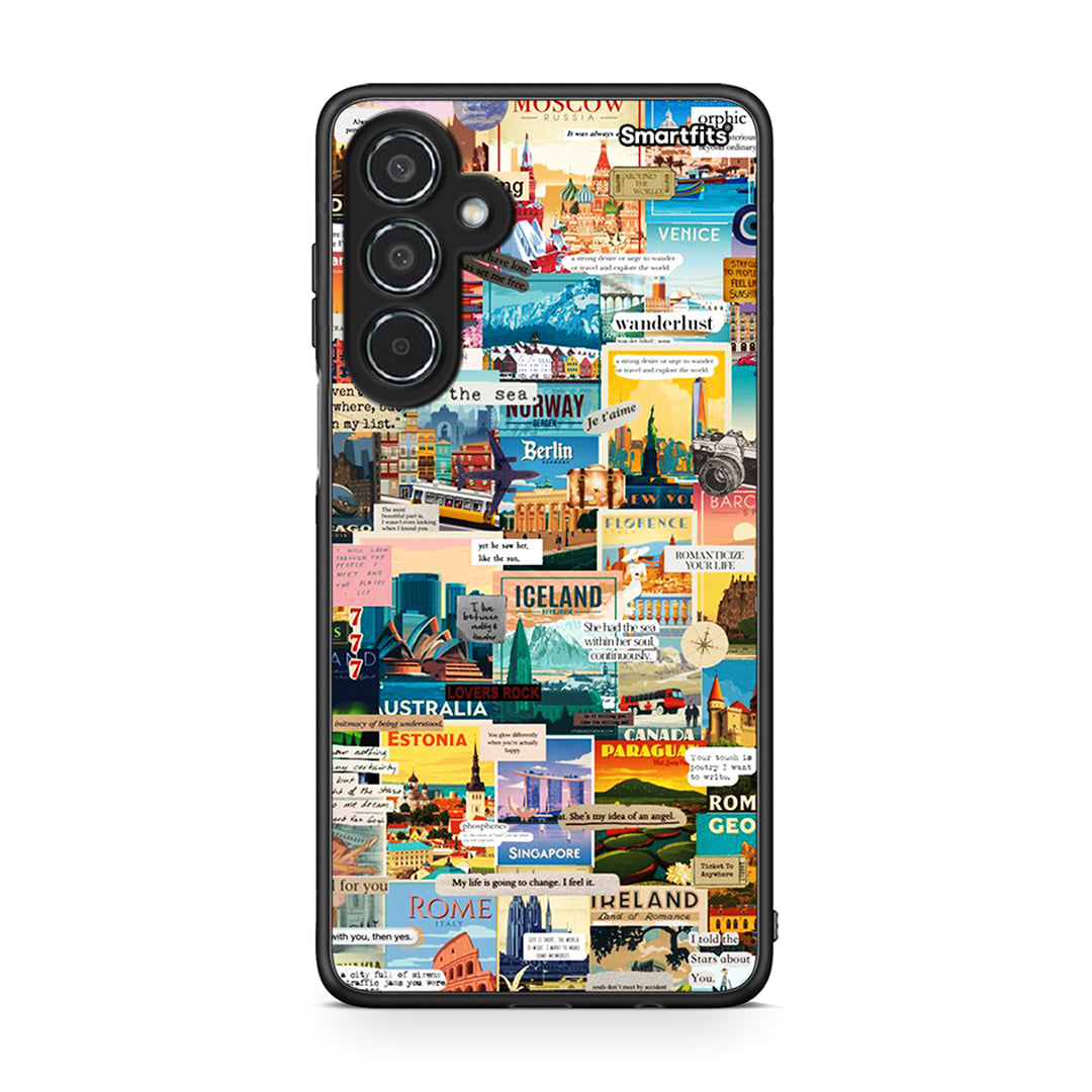 Samsung Galaxy M35 5G Live To Travel θήκη από τη Smartfits με σχέδιο στο πίσω μέρος και μαύρο περίβλημα | Smartphone case with colorful back and black bezels by Smartfits