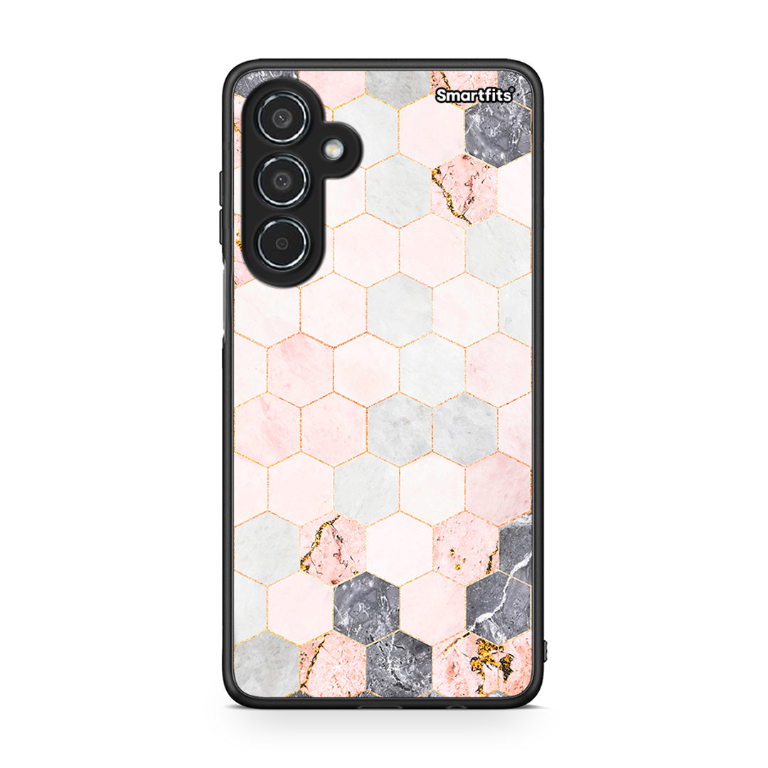 4 - Samsung Galaxy M35 5G Hexagon Pink Marble case, cover, bumper