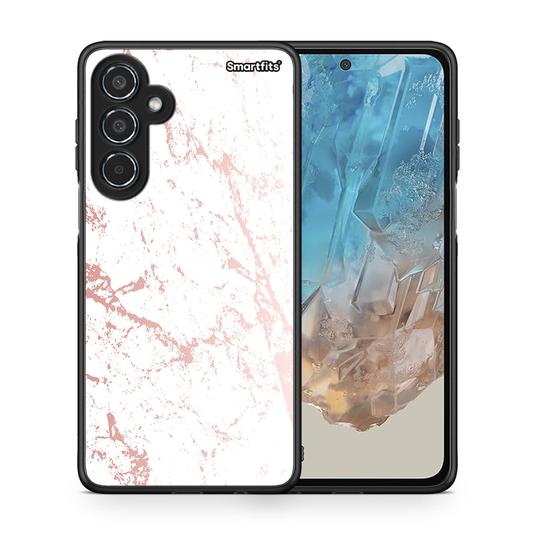 Θήκη Samsung Galaxy M35 5G Pink Splash Marble από τη Smartfits με σχέδιο στο πίσω μέρος και μαύρο περίβλημα | Samsung Galaxy M35 5G Pink Splash Marble case with colorful back and black bezels