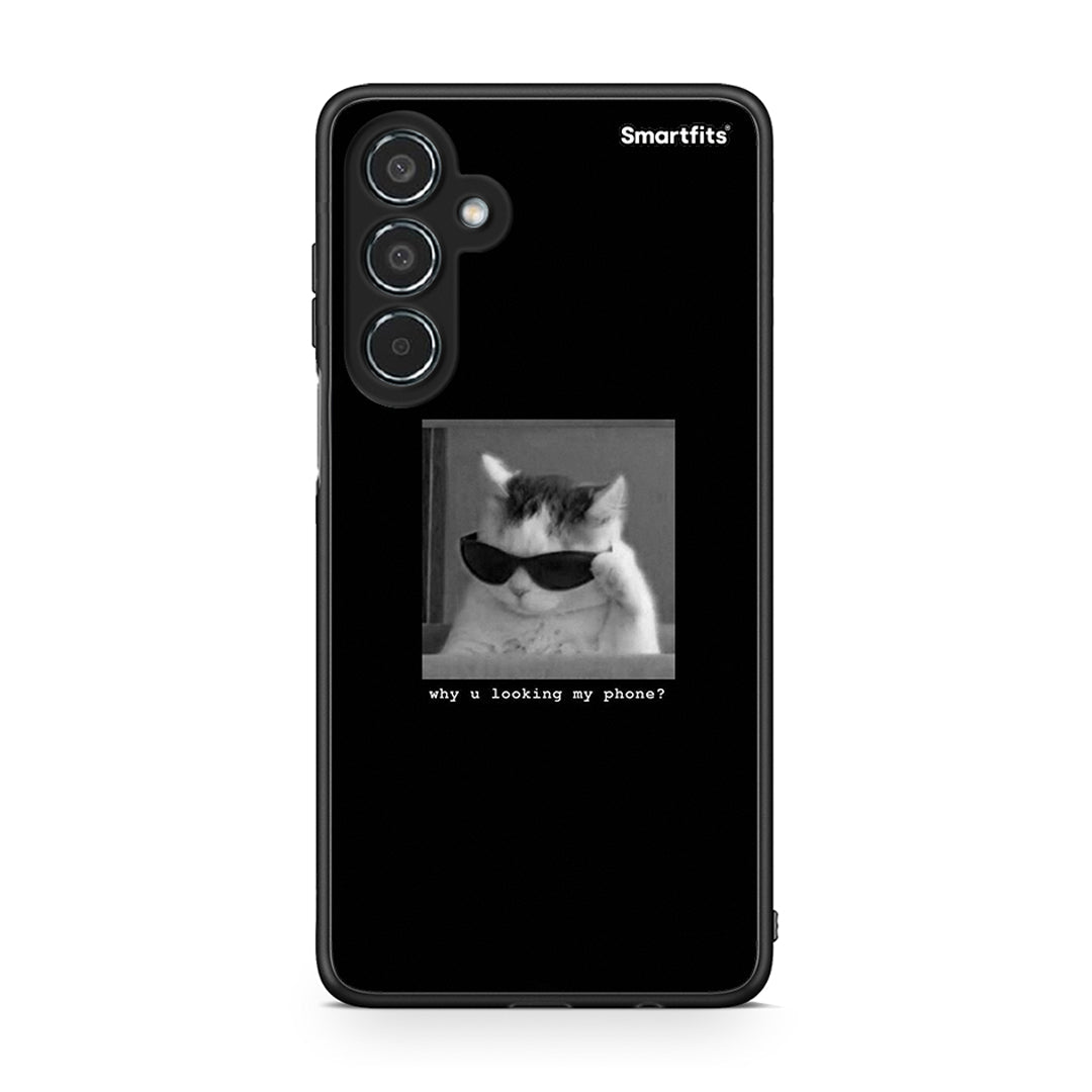 Samsung Galaxy M35 5G Meme Cat θήκη από τη Smartfits με σχέδιο στο πίσω μέρος και μαύρο περίβλημα | Smartphone case with colorful back and black bezels by Smartfits