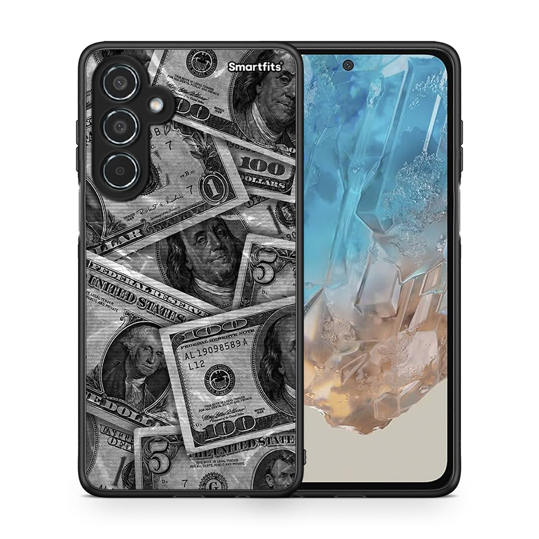 Θήκη Samsung Galaxy M35 5G Money Dollars από τη Smartfits με σχέδιο στο πίσω μέρος και μαύρο περίβλημα | Samsung Galaxy M35 5G Money Dollars case with colorful back and black bezels