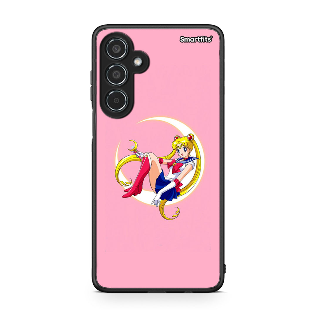 Samsung Galaxy M35 5G Moon Girl θήκη από τη Smartfits με σχέδιο στο πίσω μέρος και μαύρο περίβλημα | Smartphone case with colorful back and black bezels by Smartfits