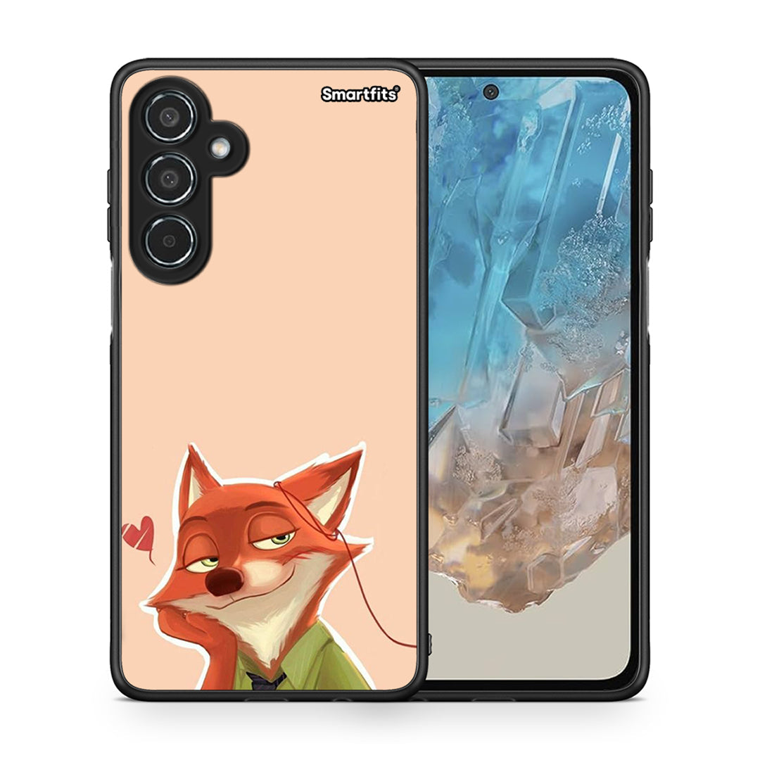 Θήκη Samsung Galaxy M35 5G Nick Wilde And Judy Hopps Love 1 από τη Smartfits με σχέδιο στο πίσω μέρος και μαύρο περίβλημα | Samsung Galaxy M35 5G Nick Wilde And Judy Hopps Love 1 case with colorful back and black bezels