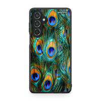 Thumbnail for Samsung Galaxy M35 5G Real Peacock Feathers θήκη από τη Smartfits με σχέδιο στο πίσω μέρος και μαύρο περίβλημα | Smartphone case with colorful back and black bezels by Smartfits