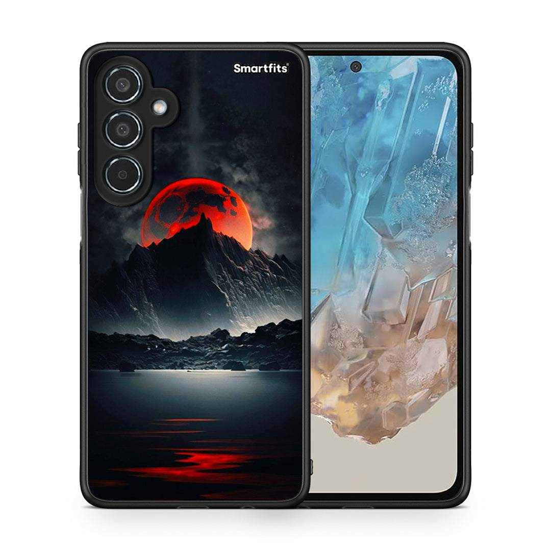 Θήκη Samsung Galaxy M35 5G Red Full Moon από τη Smartfits με σχέδιο στο πίσω μέρος και μαύρο περίβλημα | Samsung Galaxy M35 5G Red Full Moon case with colorful back and black bezels