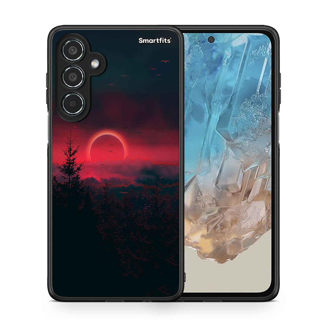 Θήκη Samsung Galaxy M35 5G Sunset Tropic από τη Smartfits με σχέδιο στο πίσω μέρος και μαύρο περίβλημα | Samsung Galaxy M35 5G Sunset Tropic case with colorful back and black bezels