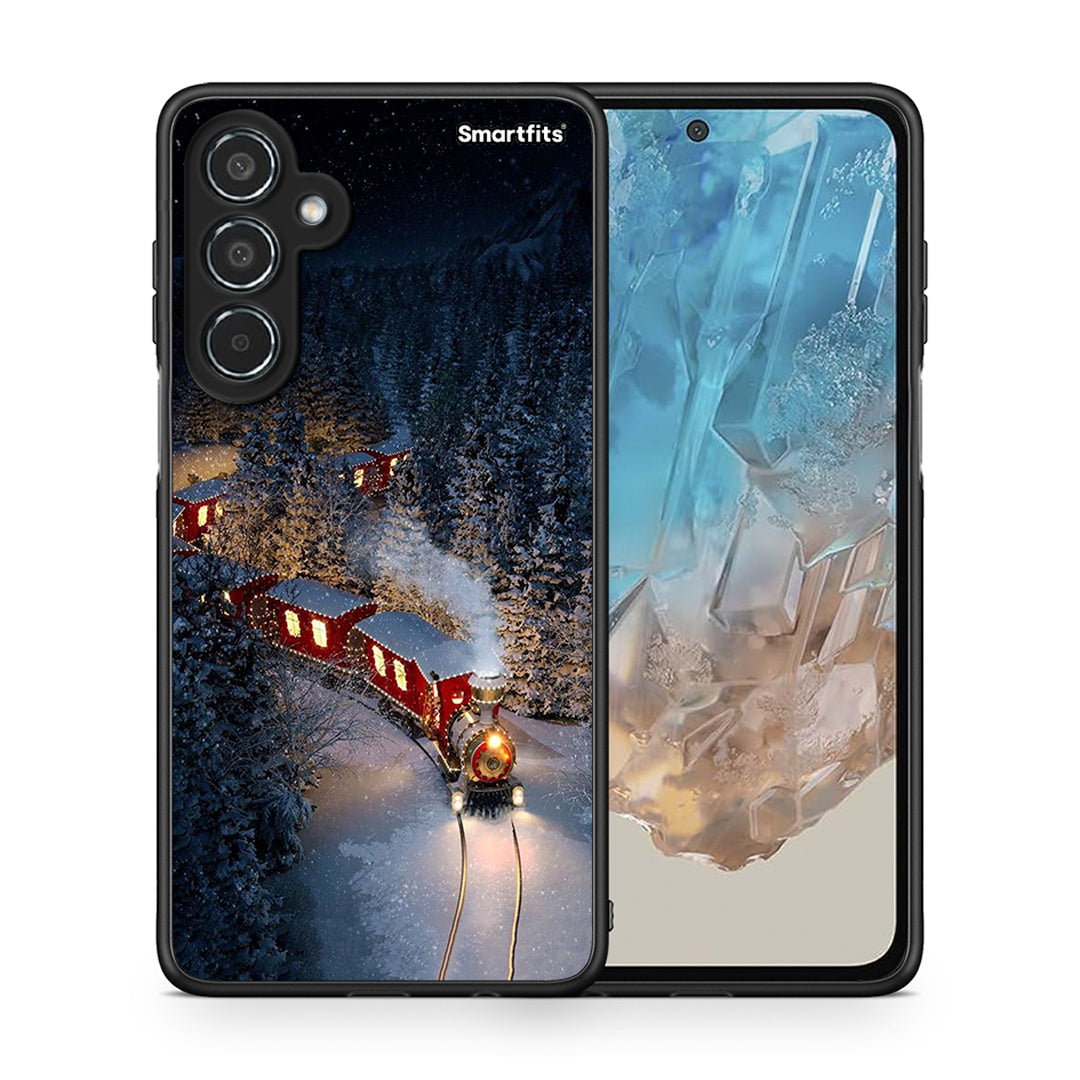 Θήκη Samsung Galaxy M35 5G Xmas Train από τη Smartfits με σχέδιο στο πίσω μέρος και μαύρο περίβλημα | Samsung Galaxy M35 5G Xmas Train case with colorful back and black bezels