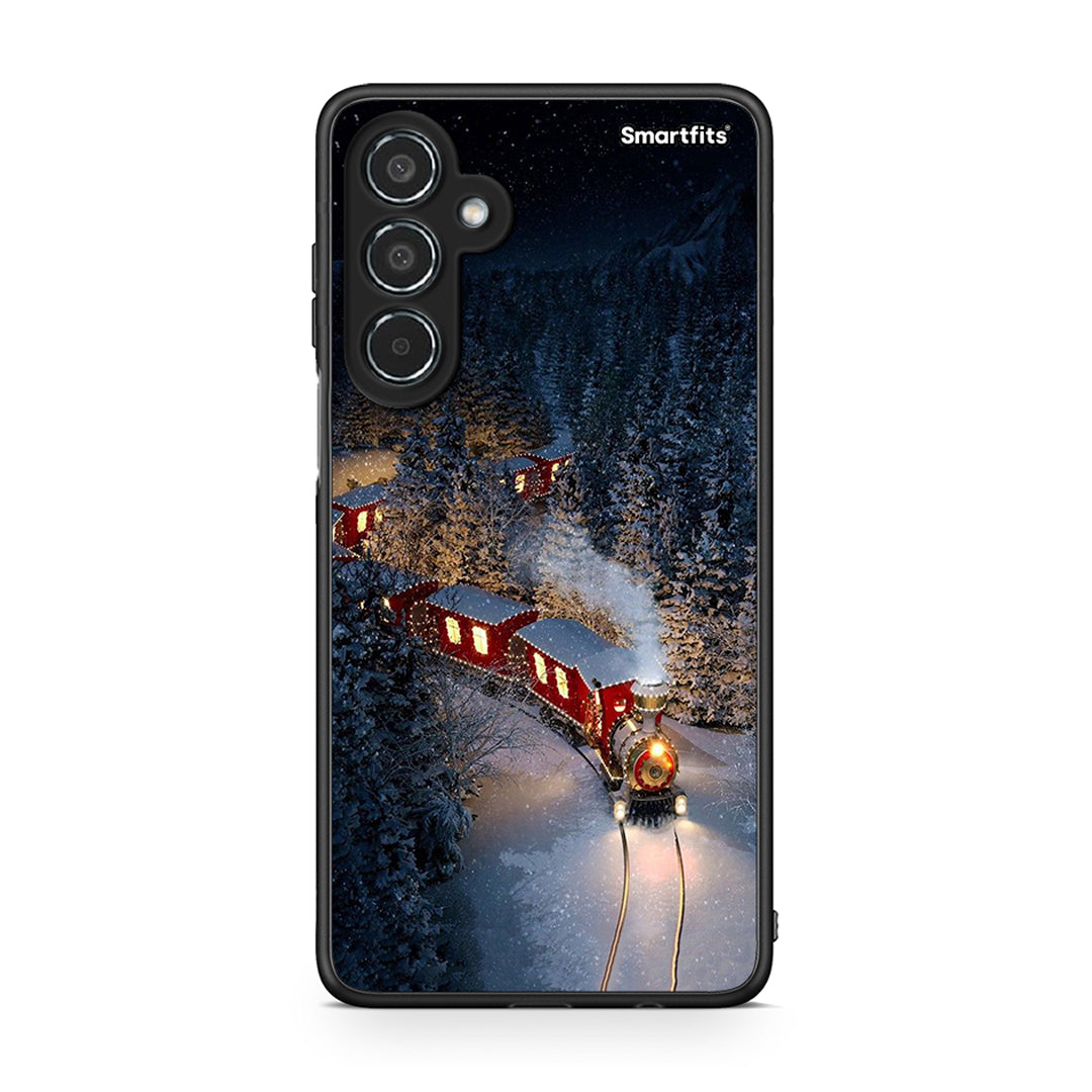 Samsung Galaxy M35 5G Xmas Train θήκη από τη Smartfits με σχέδιο στο πίσω μέρος και μαύρο περίβλημα | Smartphone case with colorful back and black bezels by Smartfits