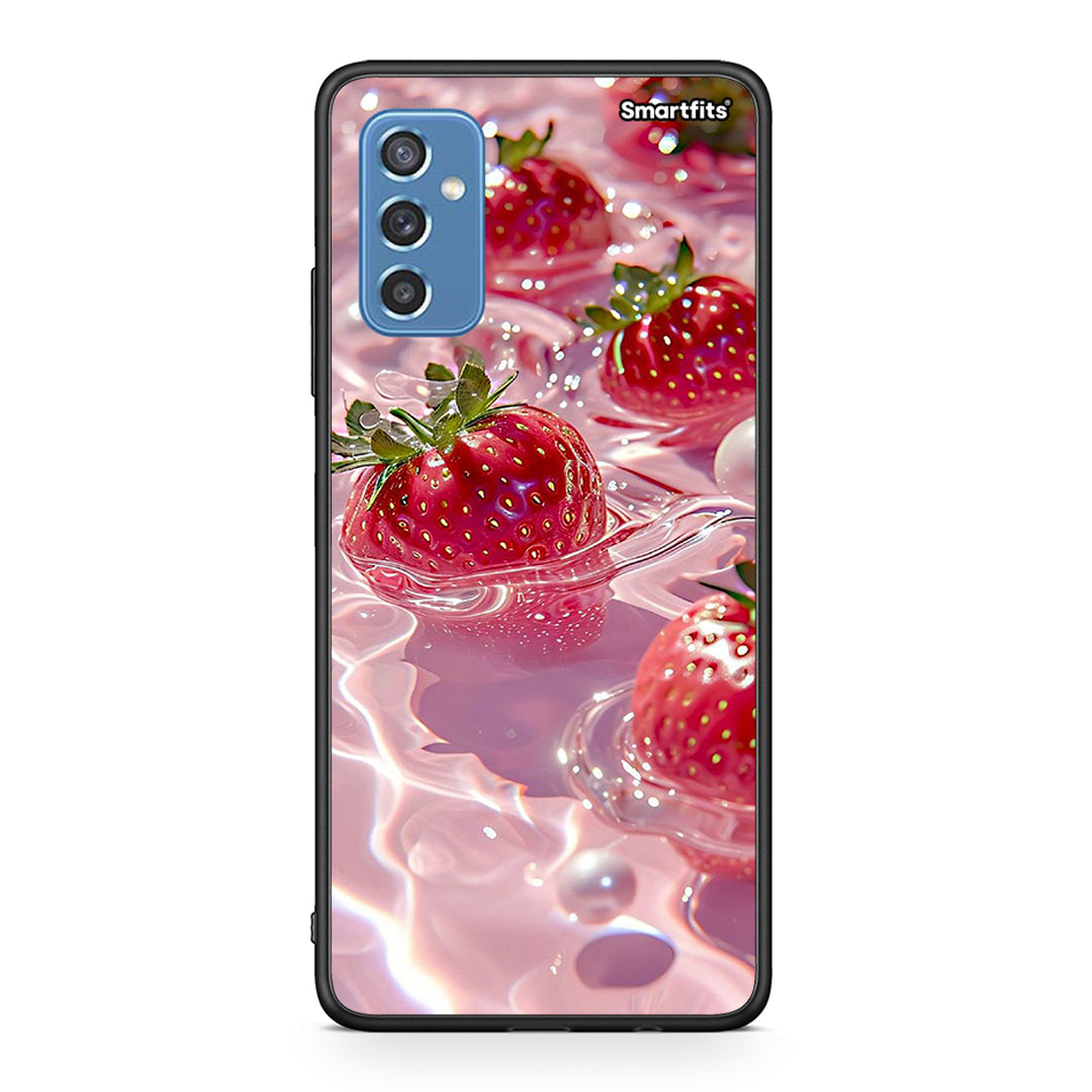 Samsung M52 5G Juicy Strawberries θήκη από τη Smartfits με σχέδιο στο πίσω μέρος και μαύρο περίβλημα | Smartphone case with colorful back and black bezels by Smartfits