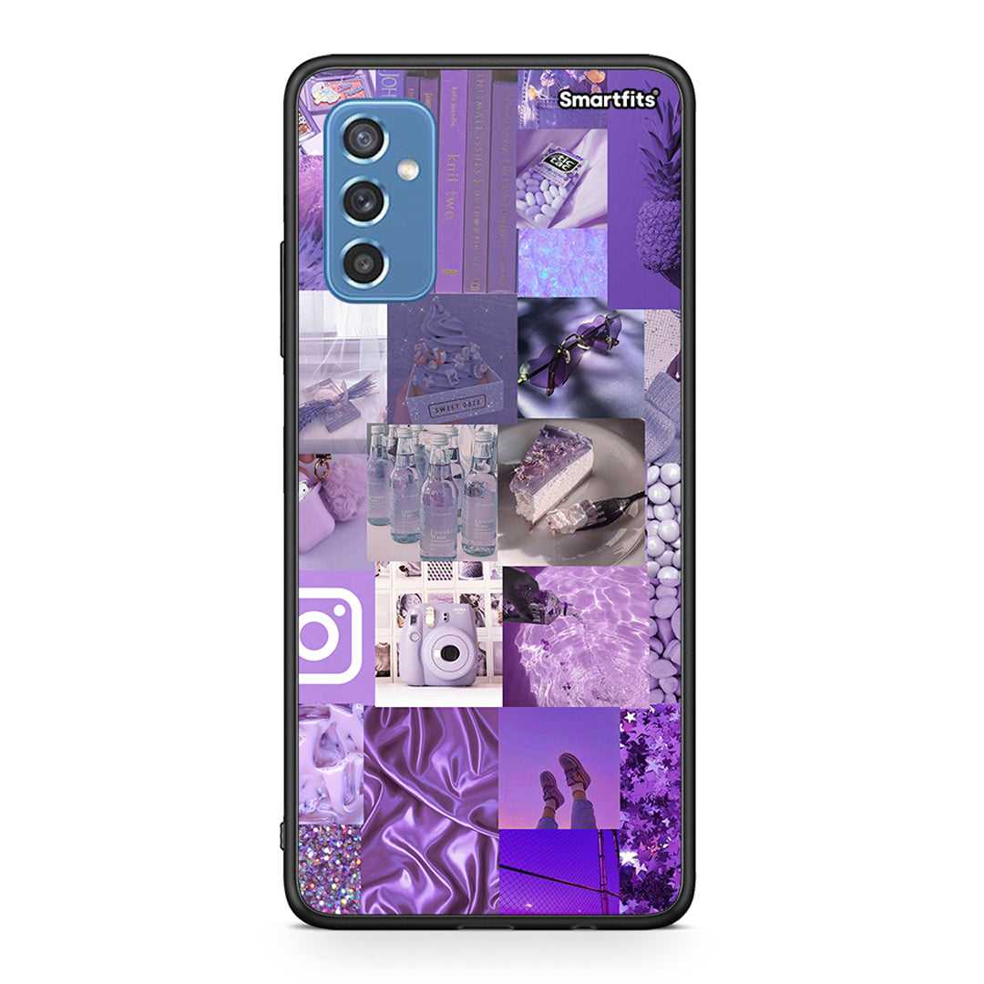 Samsung M52 5G Purple Aesthetic Collage θήκη από τη Smartfits με σχέδιο στο πίσω μέρος και μαύρο περίβλημα | Smartphone case with colorful back and black bezels by Smartfits