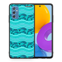 Thumbnail for Θήκη Samsung M52 5G Swimming Dolphins από τη Smartfits με σχέδιο στο πίσω μέρος και μαύρο περίβλημα | Samsung M52 5G Swimming Dolphins case with colorful back and black bezels