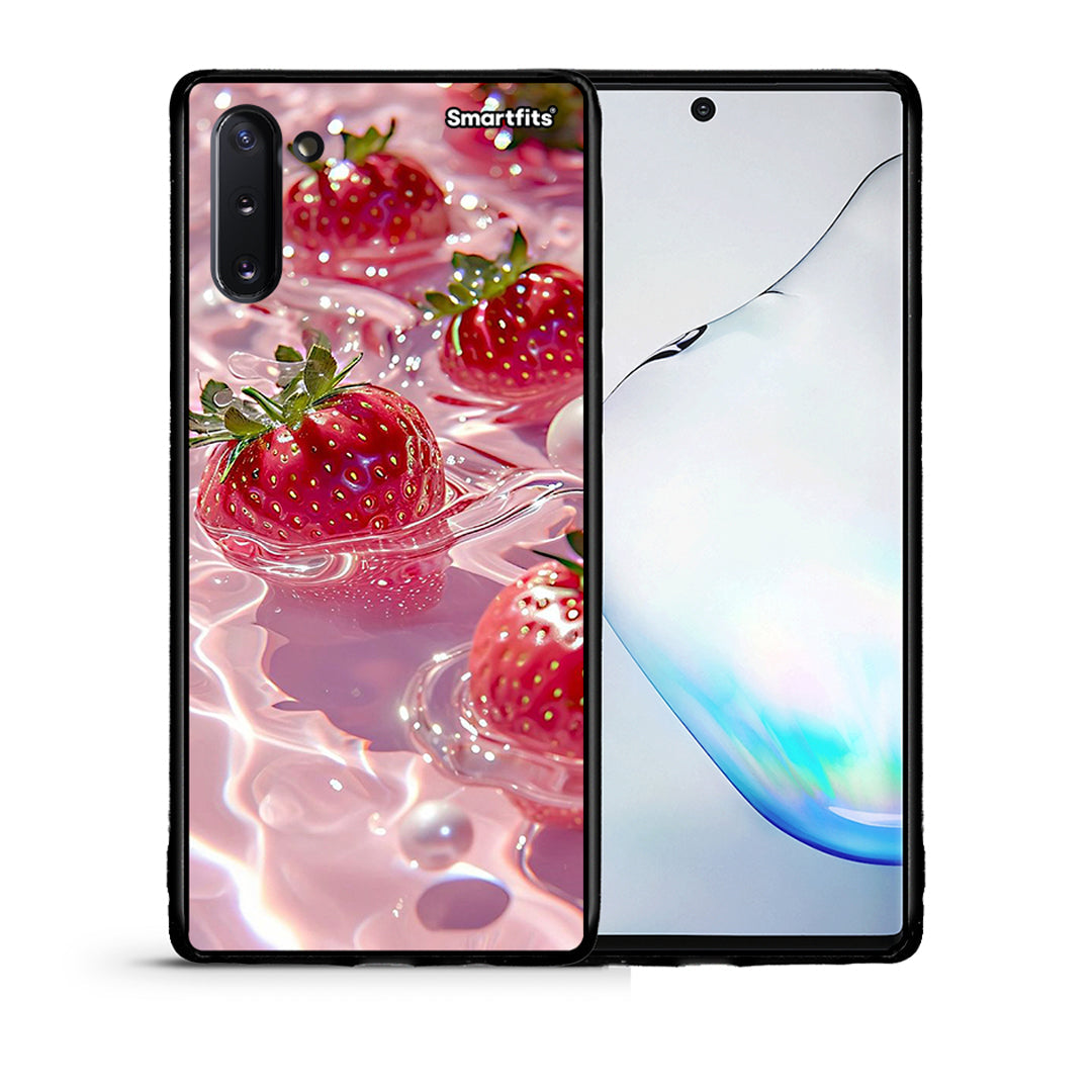 Θήκη Samsung Note 10 Juicy Strawberries από τη Smartfits με σχέδιο στο πίσω μέρος και μαύρο περίβλημα | Samsung Note 10 Juicy Strawberries case with colorful back and black bezels