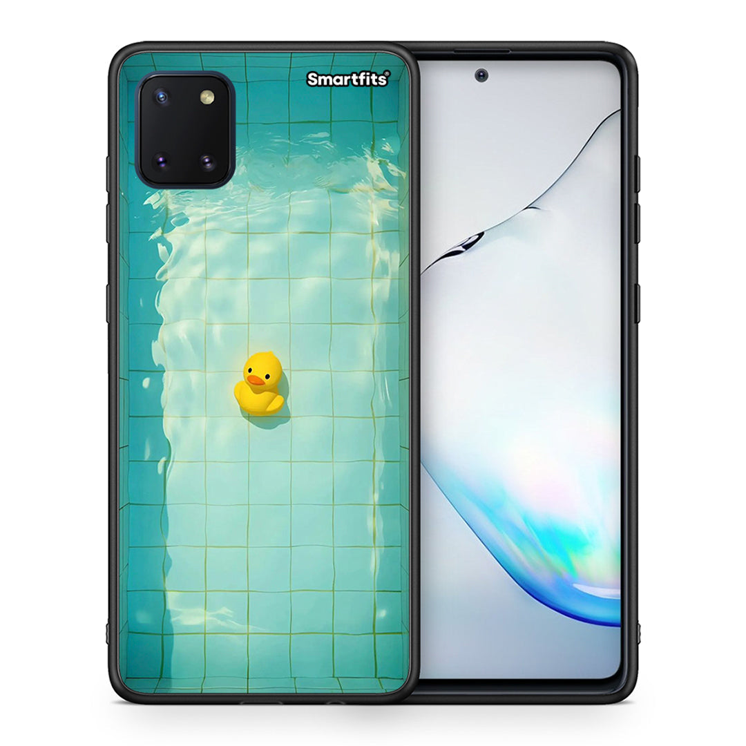 Θήκη Samsung Note 10 Lite Yellow Duck από τη Smartfits με σχέδιο στο πίσω μέρος και μαύρο περίβλημα | Samsung Note 10 Lite Yellow Duck case with colorful back and black bezels