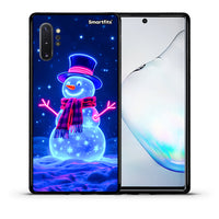 Thumbnail for Θήκη Samsung Note 10+ Christmas Neon Snowman από τη Smartfits με σχέδιο στο πίσω μέρος και μαύρο περίβλημα | Samsung Note 10+ Christmas Neon Snowman case with colorful back and black bezels