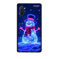 Thumbnail for Samsung Note 10+ Christmas Neon Snowman θήκη από τη Smartfits με σχέδιο στο πίσω μέρος και μαύρο περίβλημα | Smartphone case with colorful back and black bezels by Smartfits