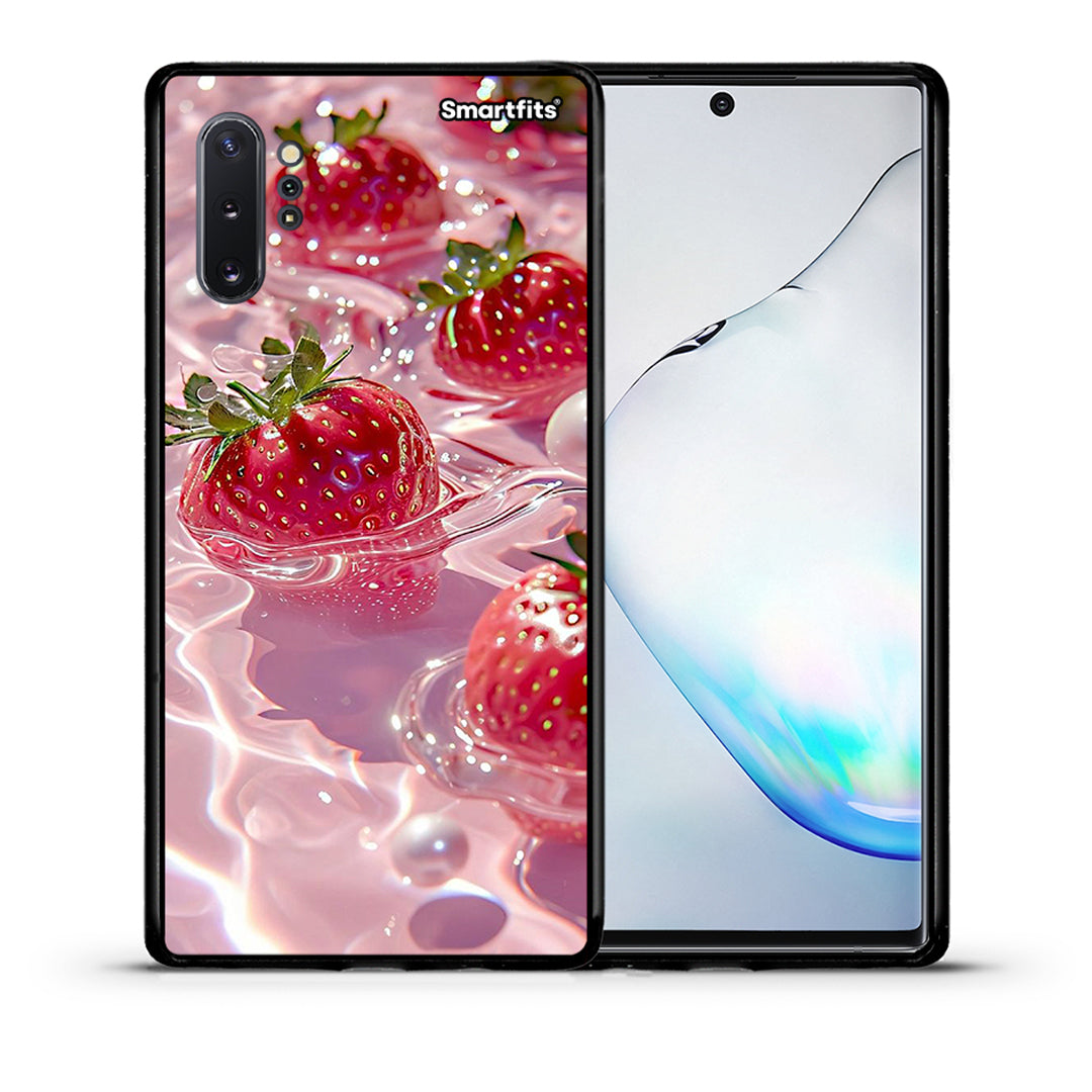 Θήκη Samsung Note 10+ Juicy Strawberries από τη Smartfits με σχέδιο στο πίσω μέρος και μαύρο περίβλημα | Samsung Note 10+ Juicy Strawberries case with colorful back and black bezels